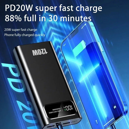 120W Ultra-Fast 50000mAh Portable Power Bank with LED Display