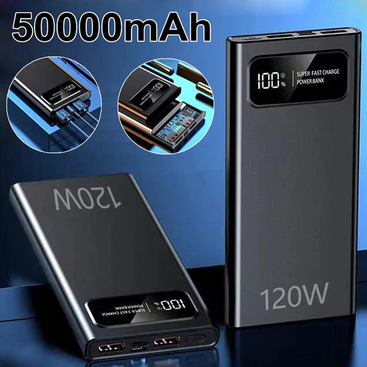 120W Ultra-Fast 50000mAh Portable Power Bank with LED Display
